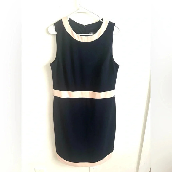 Vince Camuto Colorblock Sheath Dress Sleeveless Navy Pink Trim Work Office - Picture 4 of 8